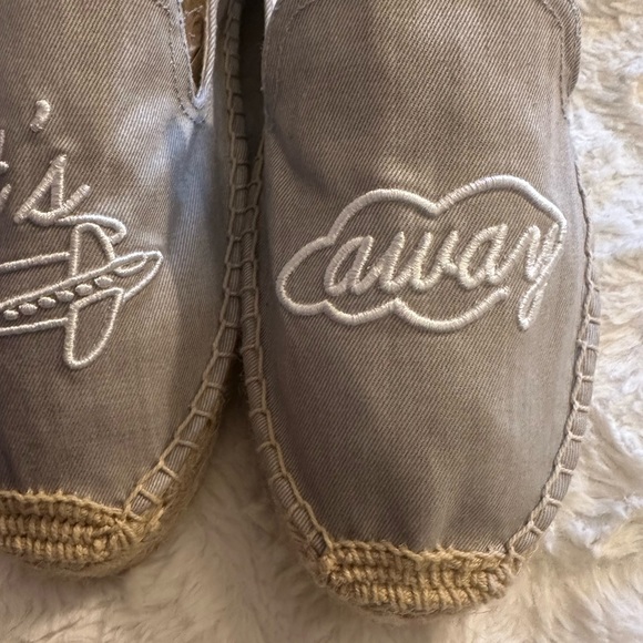 Soludos x Ceizer Gray Chambray Embroidered Let's Fly Away Espadrilles Size 9 - Picture 7 of 11